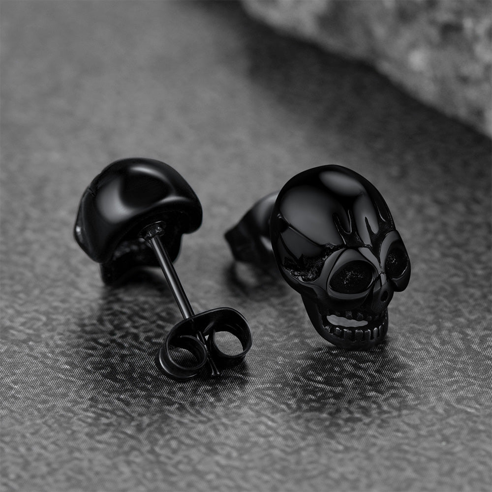 Gothic Skull Stud Earrings For Men Halloween Gift