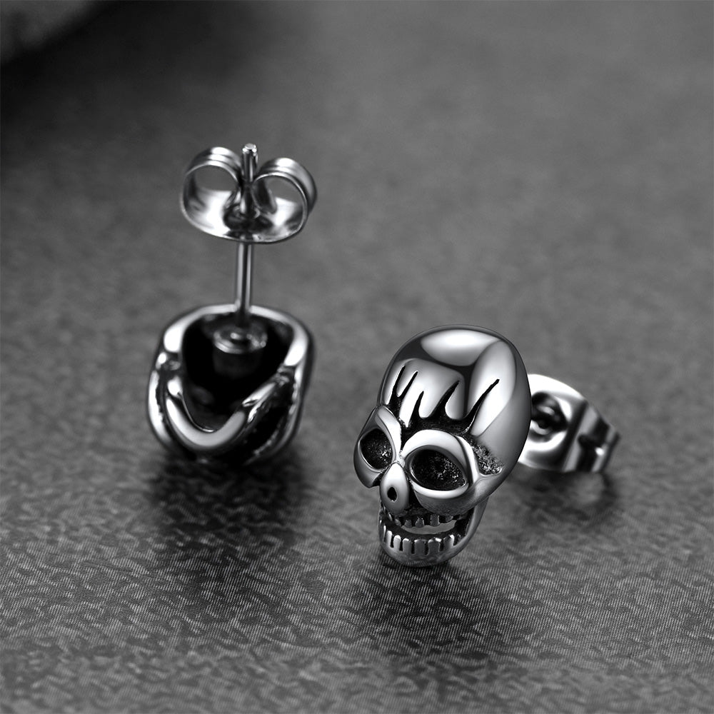 Gothic Skull Stud Earrings For Men Halloween Gift