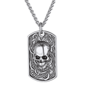 Gothic Skull Dog Tag Pendant Necklace For Men
