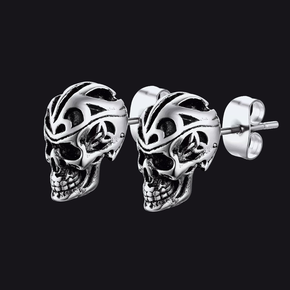 Gothic Celtic Knot Skull Stud Earrings For Men