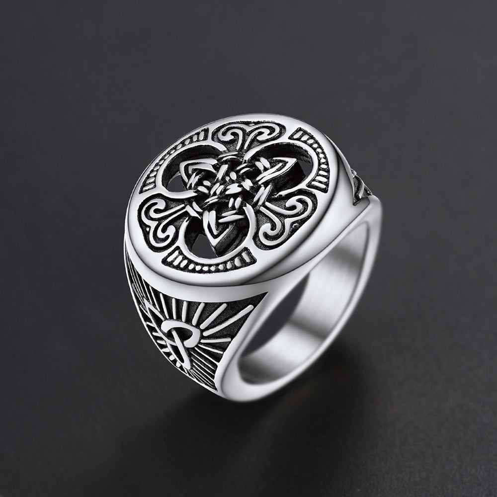Viking Celtic Trinity Knot Signet Ring for Men