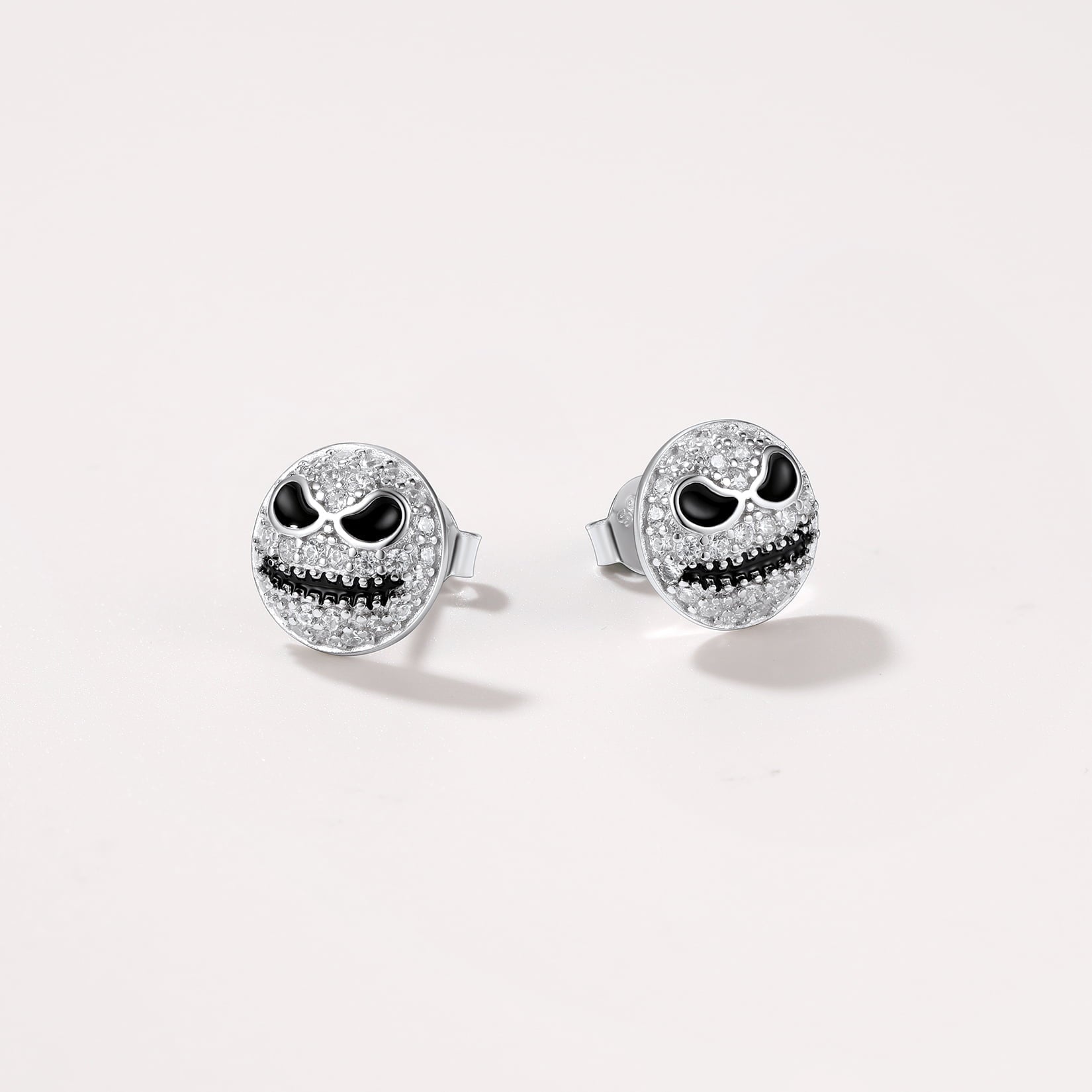 Halloween Jack Skellington Earrings For Men in Sterling Silver