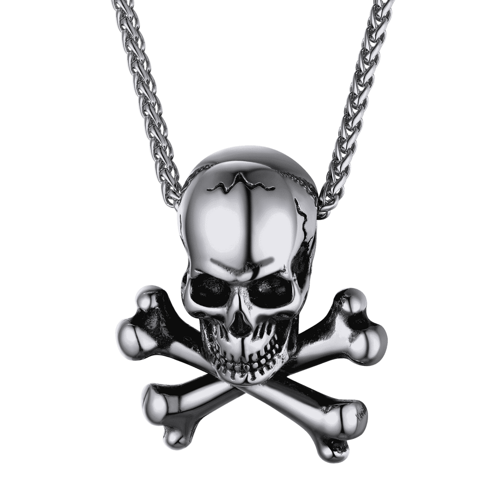 Gothic Pirate Skull Crossbones Necklace For Men