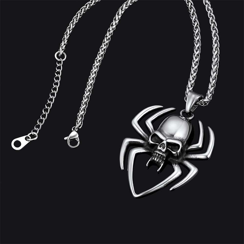 Halloween Skull Spider Necklace For Men