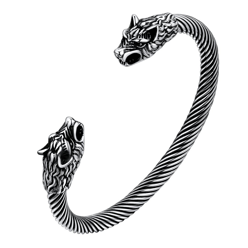 Viking Wolf Head Arm Ring Cuff Bracelet For Men