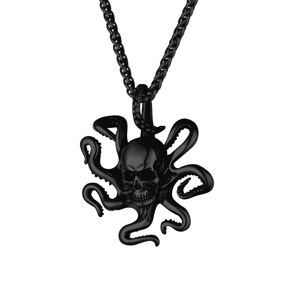 Gothic Octopus Skull Necklace For Men