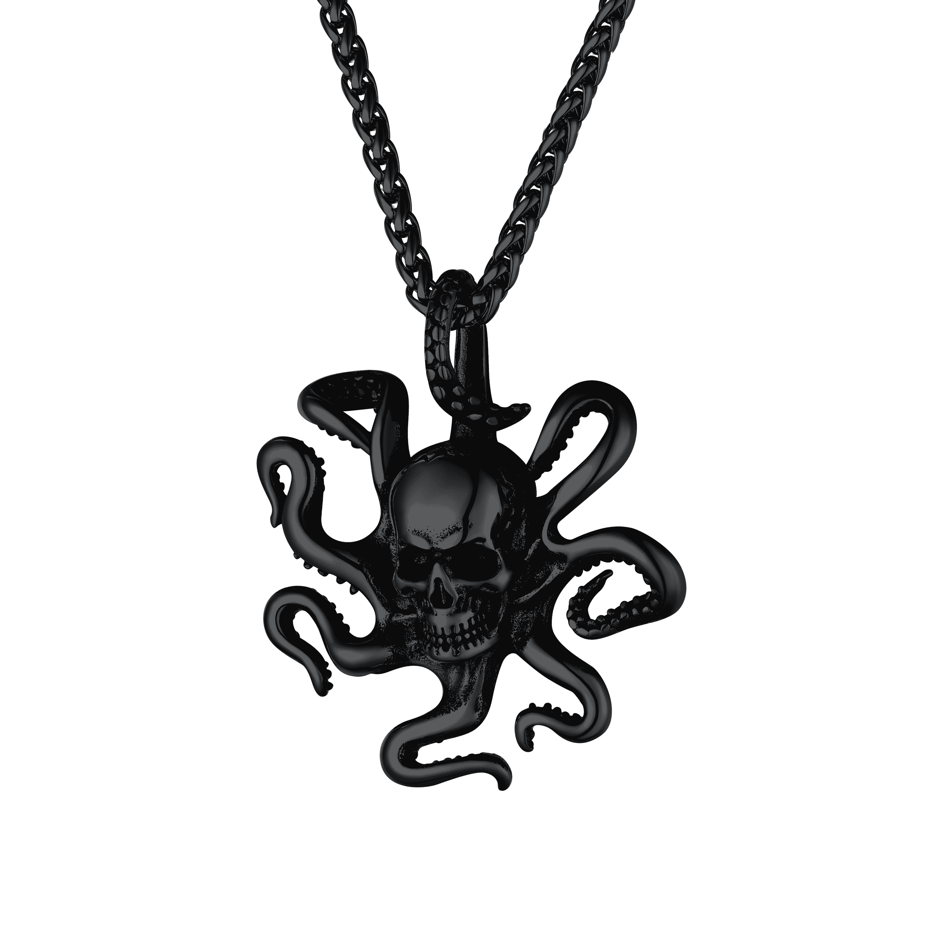 Gothic Octopus Skull Necklace For Men