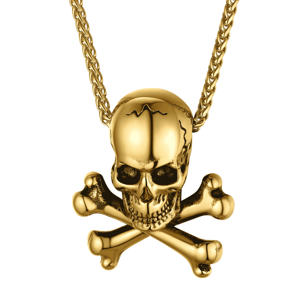 Gothic Pirate Skull Crossbones Necklace For Men