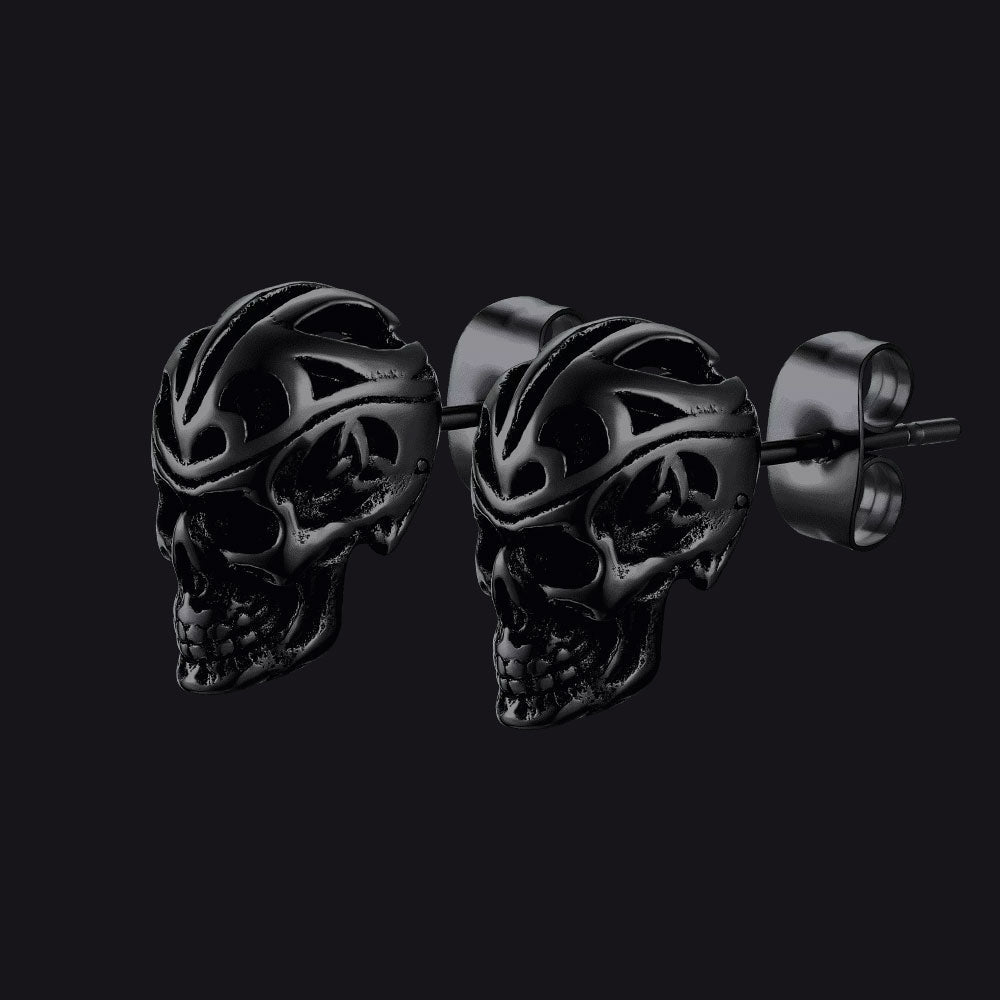 Gothic Celtic Knot Skull Stud Earrings For Men