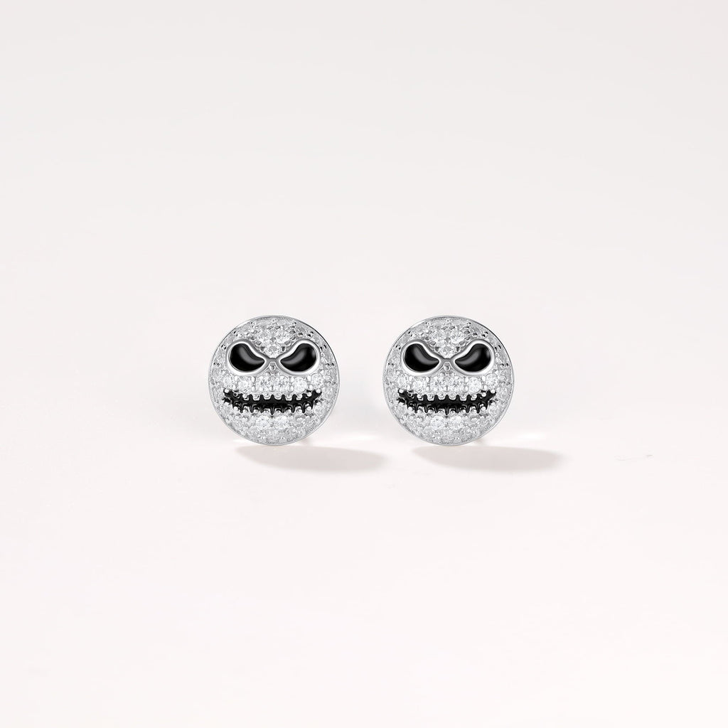 Halloween Jack Skellington Earrings For Men in Sterling Silver