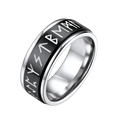 Viking Runes Fidget Anxiety Stainless Steel Ring for Men Couple