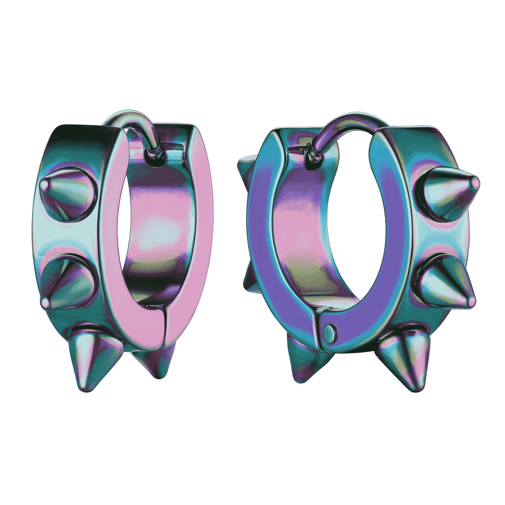 Punk Spike Rivet Huggie Hoop Earrings For Men Women