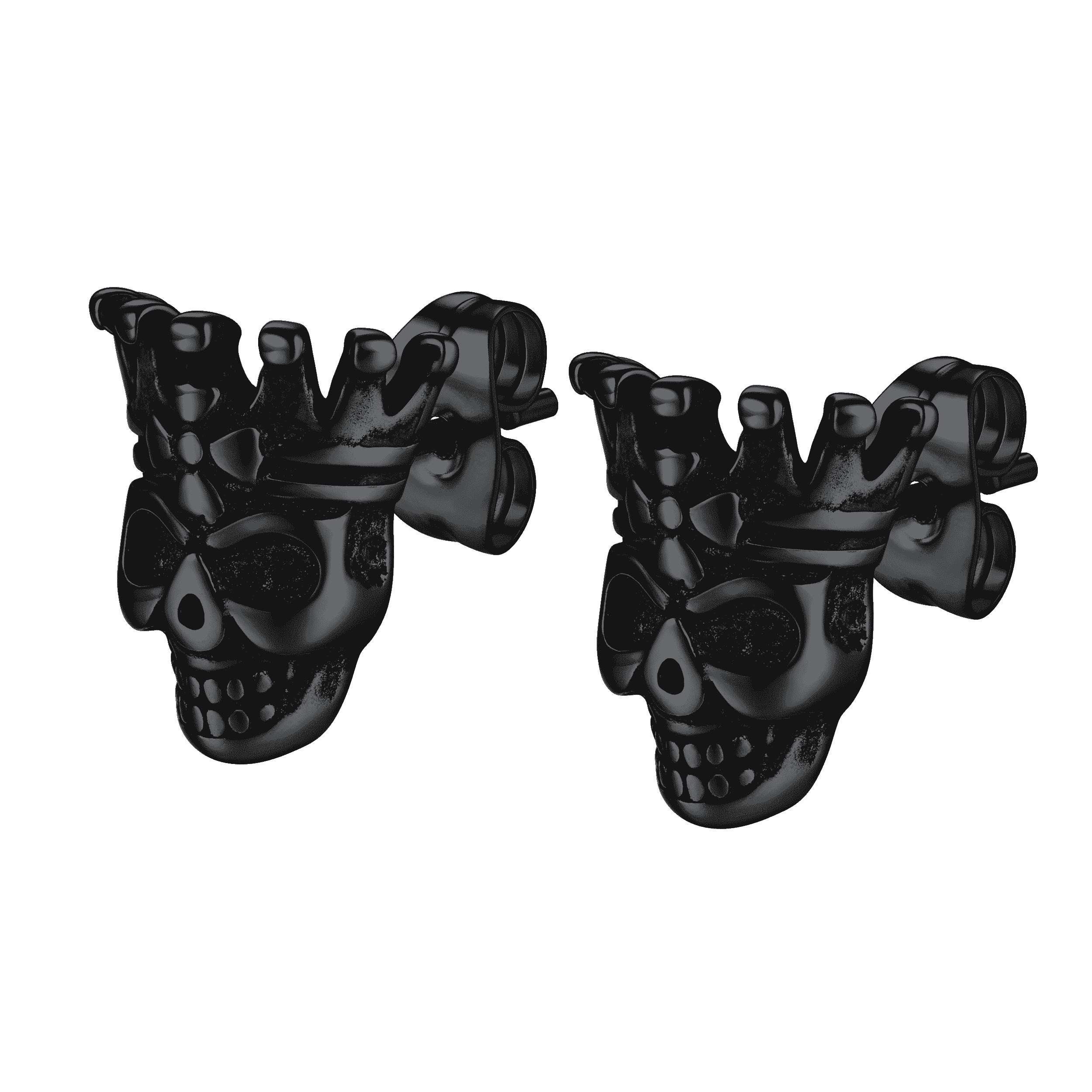 Punk Crown Skull Stud Earrings for Men Halloween Gift