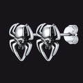 Spider Skull Stud Earrings in Sterling Silver Halloween Gift