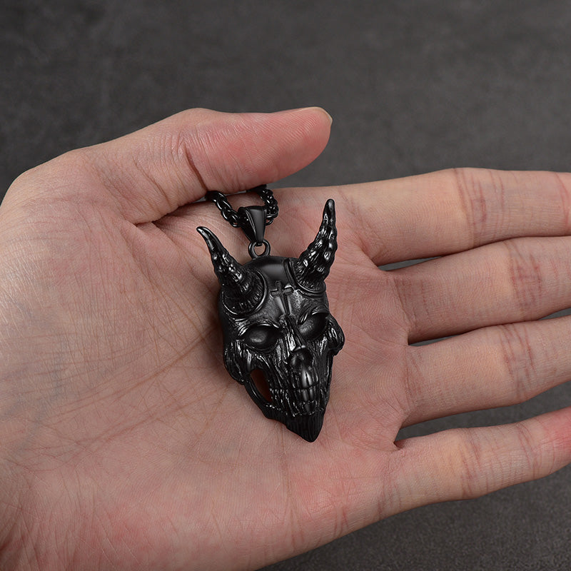 Gothic Skull Goat Necklace Devil Pendant for Men