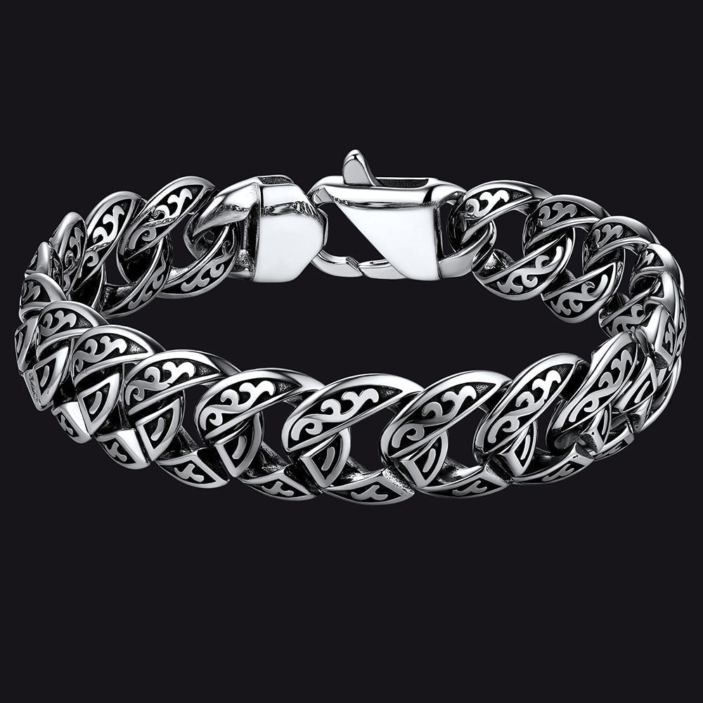 Stainless Steel Celtic Chunky Cuban Link Chain Bracelet for Men