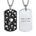 Engraved Multi Skull Dog Tag Necklace for Men