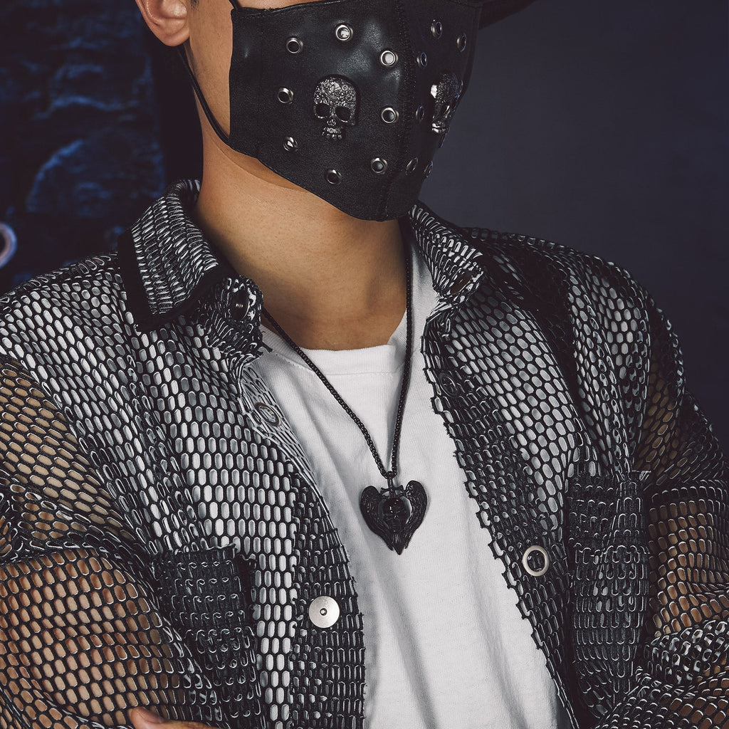 Gothic Sword Wings Skull Pendant Necklace for Men