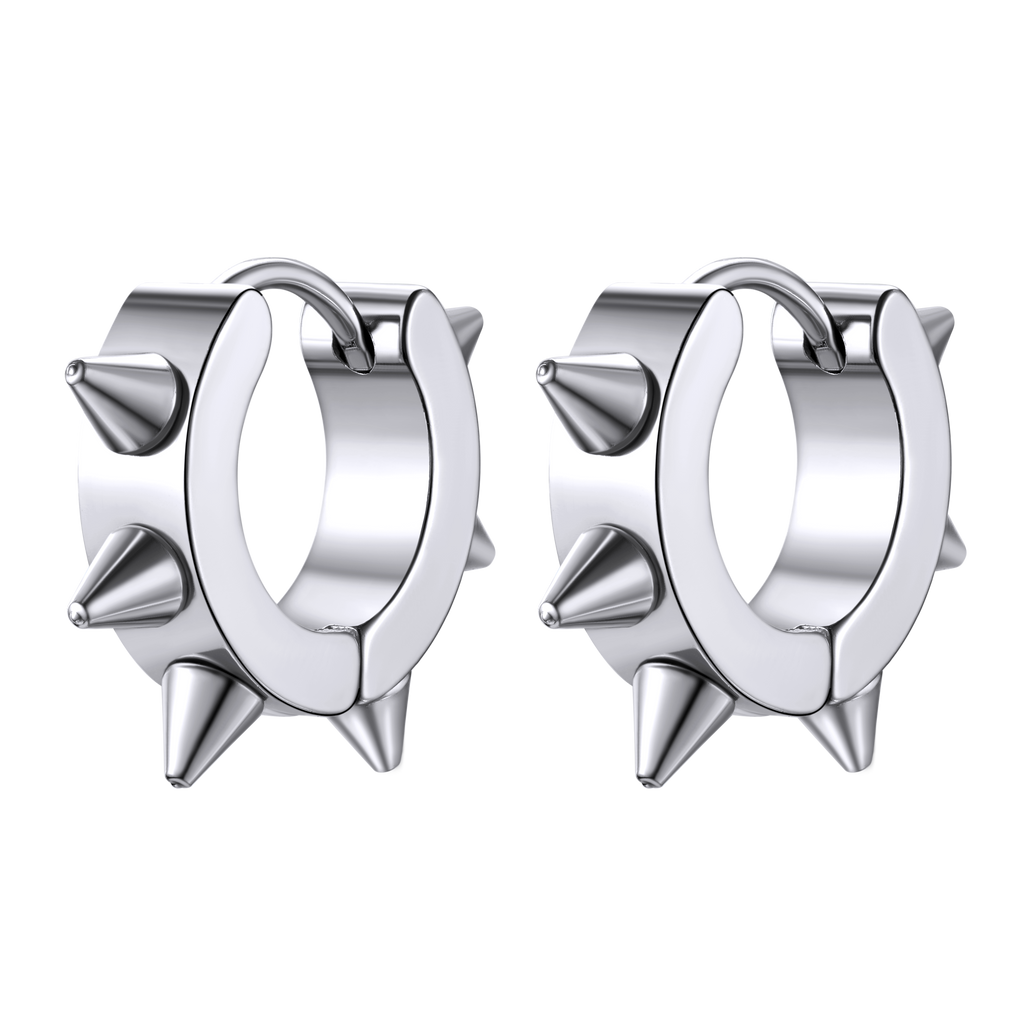 Punk Spike Rivet Huggie Hoop Earrings For Men Women