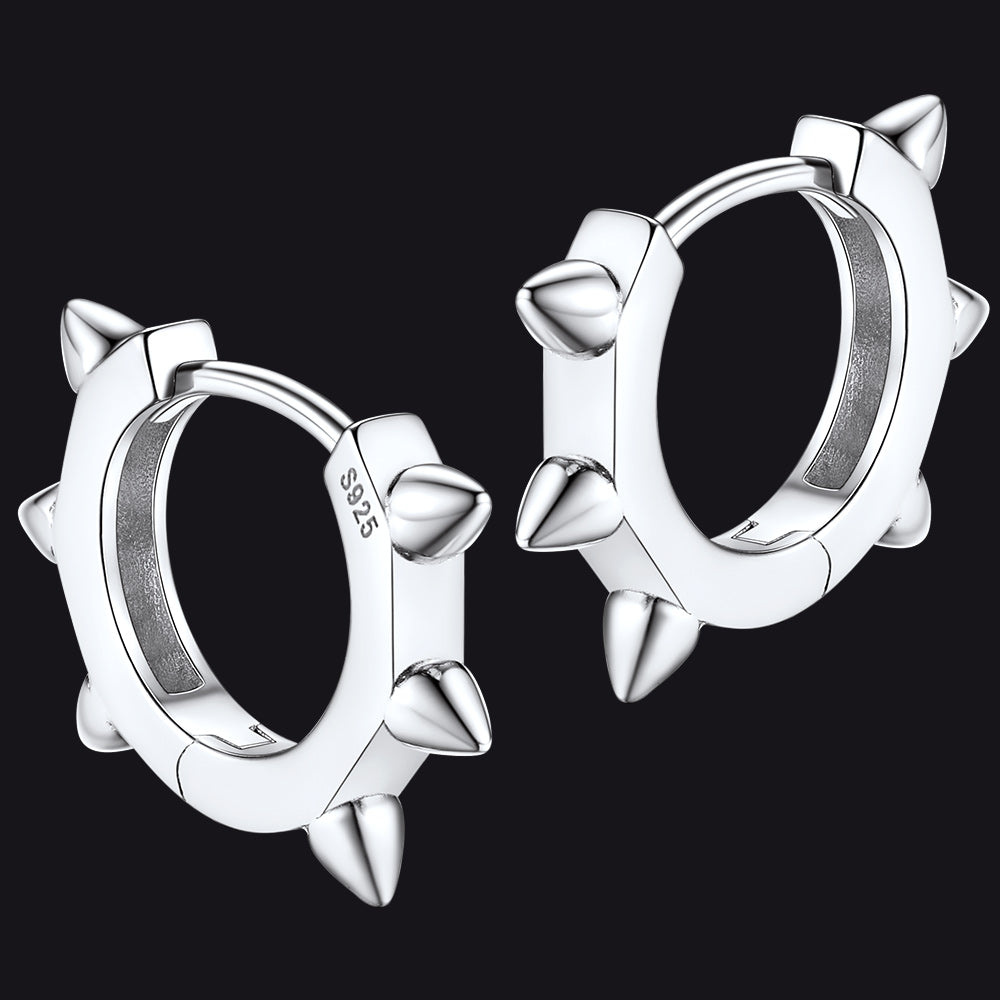 Sterling Silver Basic Rivet Hoop Earrings For Men Women