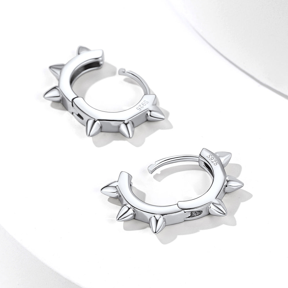 Sterling Silver Basic Rivet Hoop Earrings For Men Women