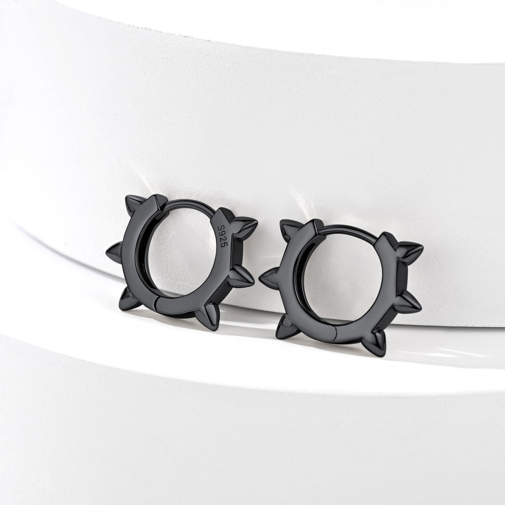 Sterling Silver Basic Rivet Hoop Earrings For Men Women