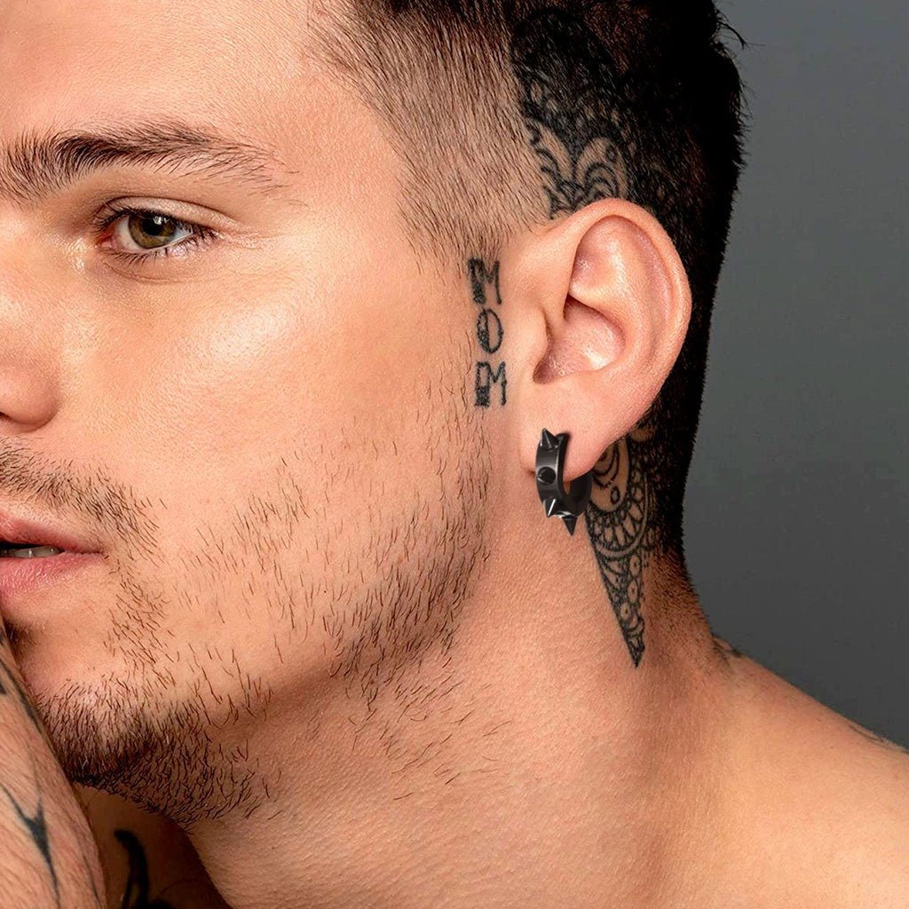 Sterling Silver Basic Rivet Hoop Earrings For Men Women