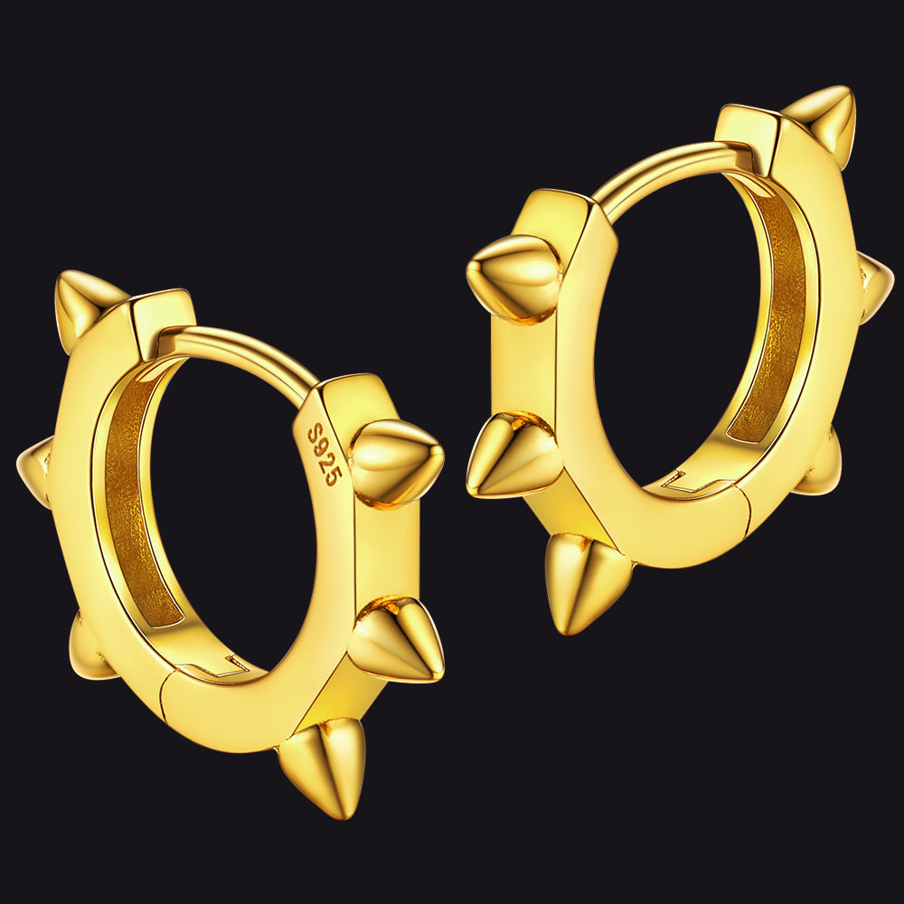 Sterling Silver Basic Rivet Hoop Earrings For Men Women