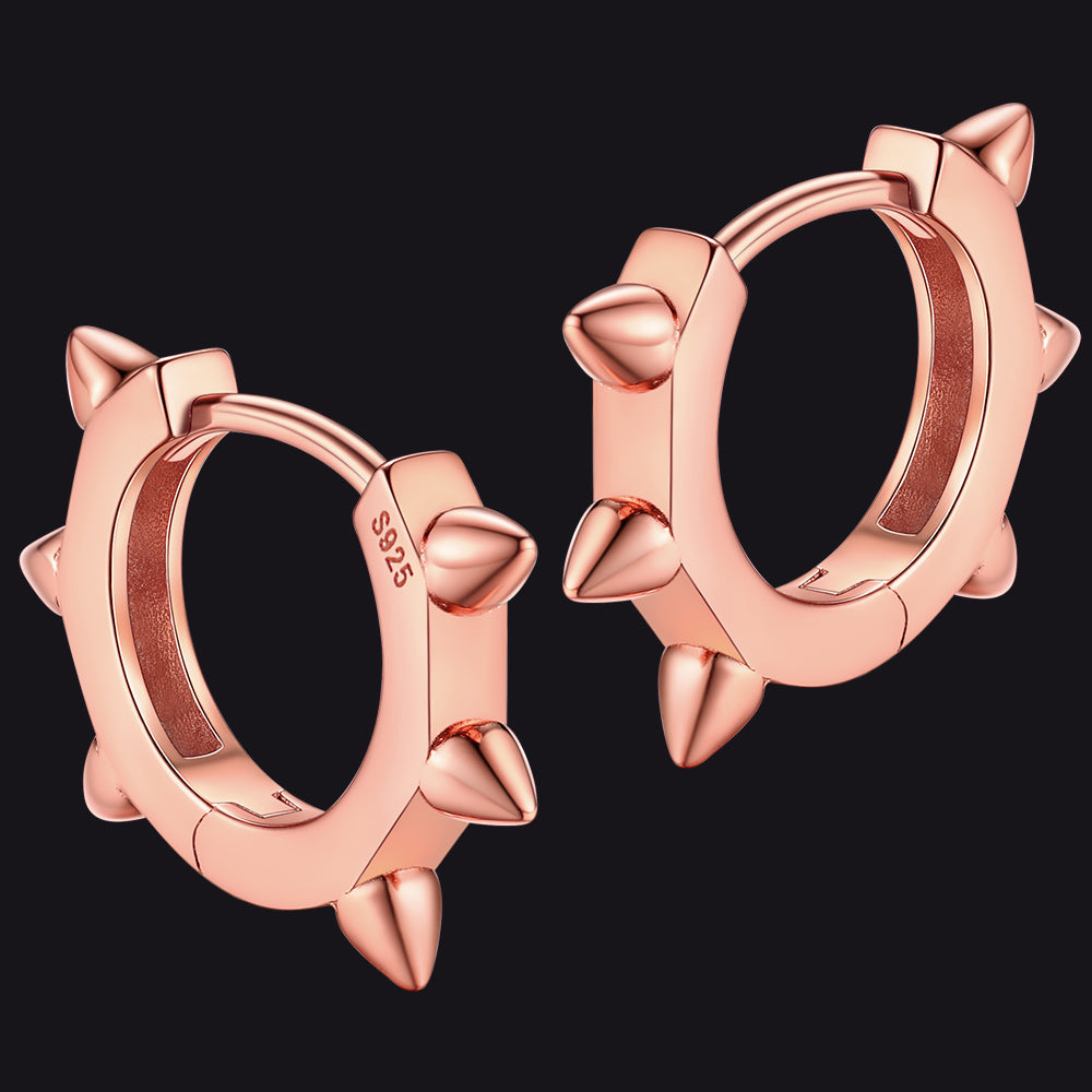 Sterling Silver Basic Rivet Hoop Earrings For Men Women