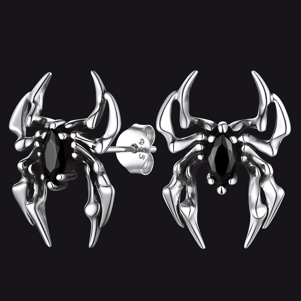Gothic Spider Earrings for Men in Sterling Silver