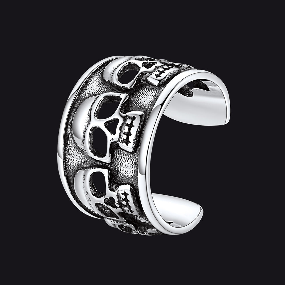Sterling Silver Skull Ear Cuff Earrings Non-piercing for Men