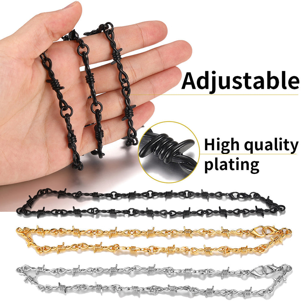 Gothic Thorn Barb Wire Chain Link Necklace Birthday Gift for Men