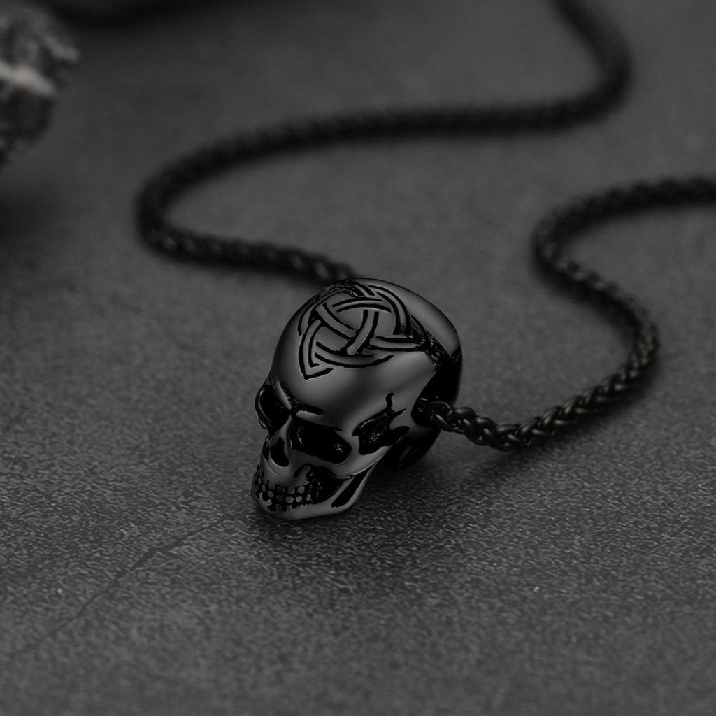 Gothic Celtic Skull Pendant Necklace for Men