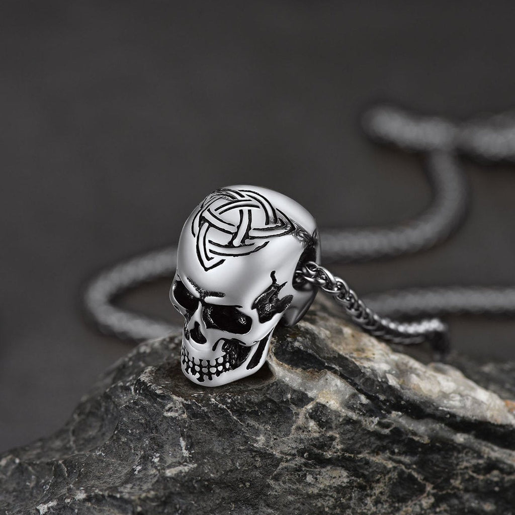 Gothic Celtic Skull Pendant Necklace for Men