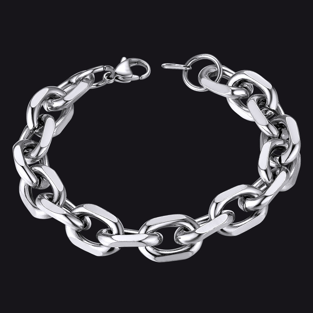Stainless Steel Rolo Link Bracelet for Men