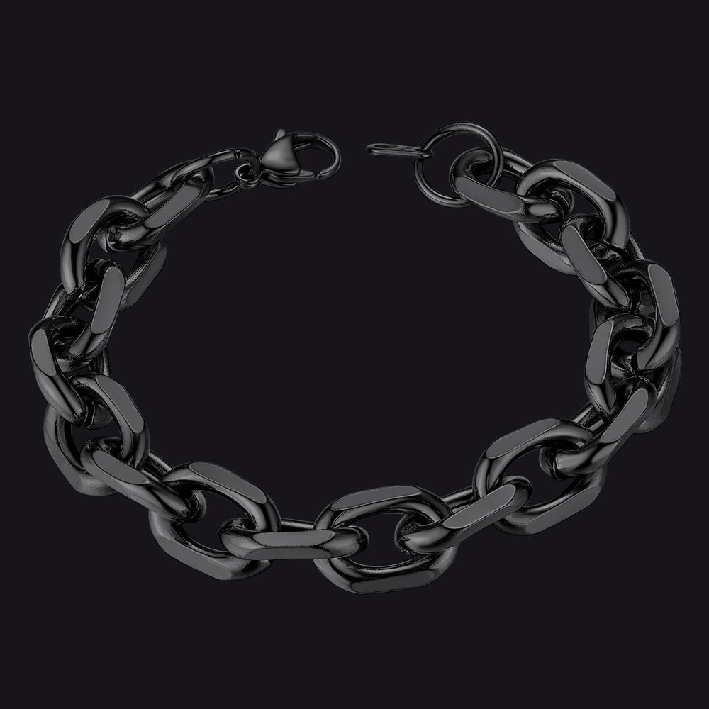 Stainless Steel Rolo Link Bracelet for Men
