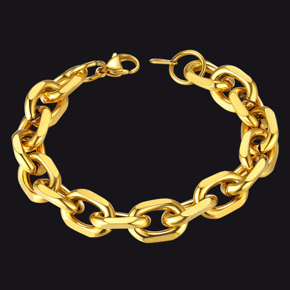 Stainless Steel Rolo Link Bracelet for Men