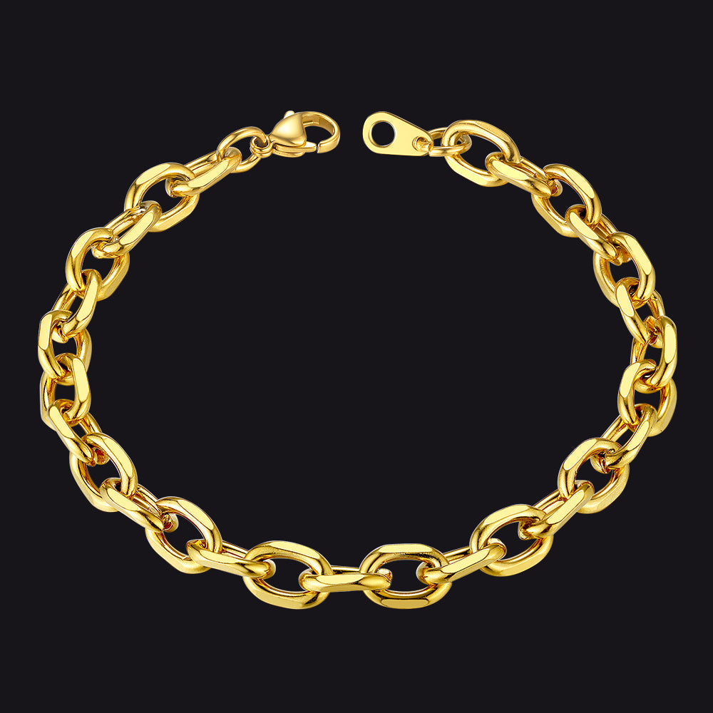 Stainless Steel Rolo Link Bracelet for Men