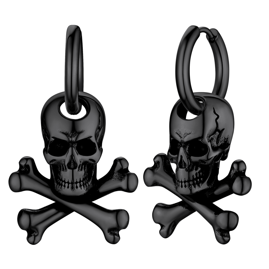Punk Skull Crossbone Hoop Earrings Gift for Men