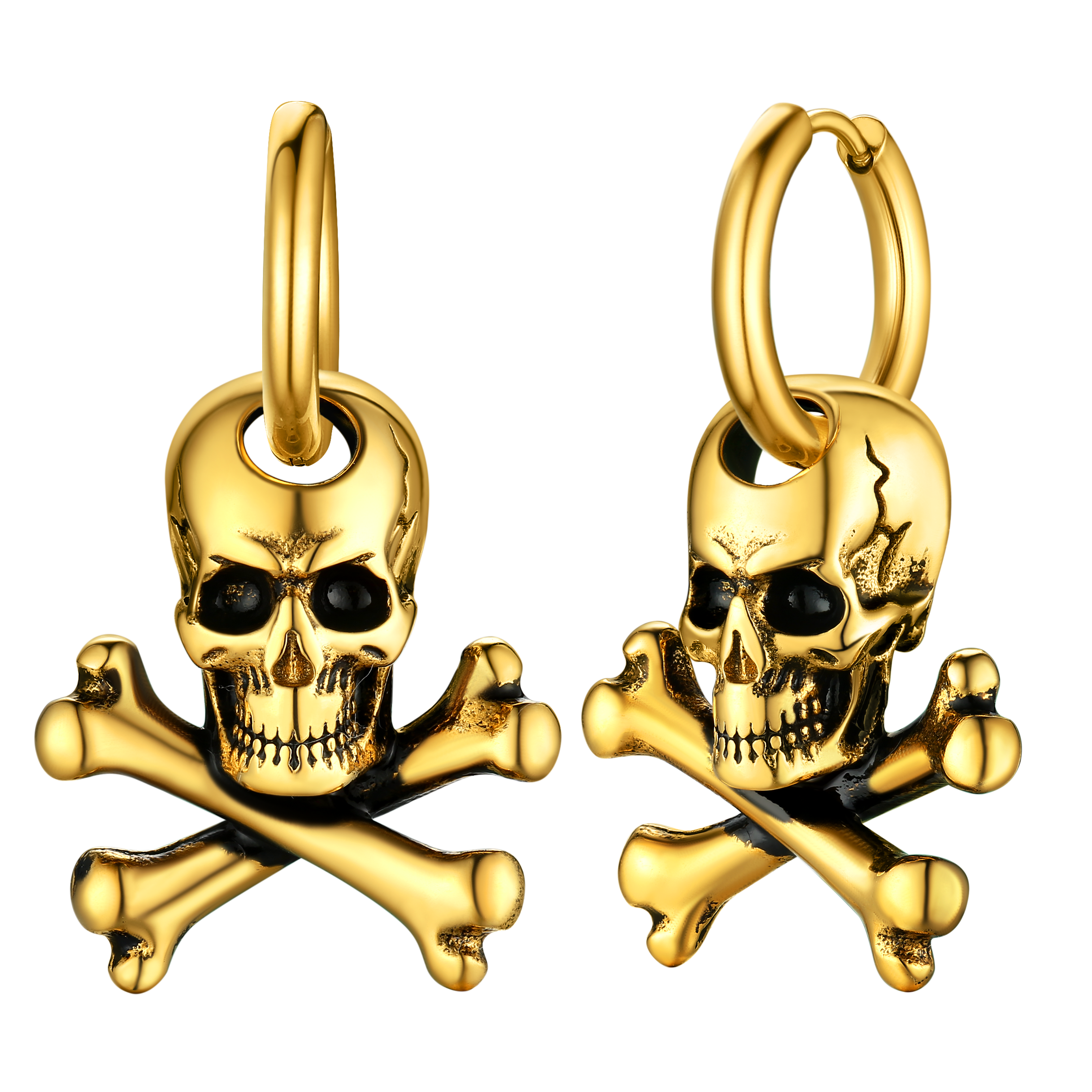 Punk Skull Crossbone Hoop Earrings Gift for Men