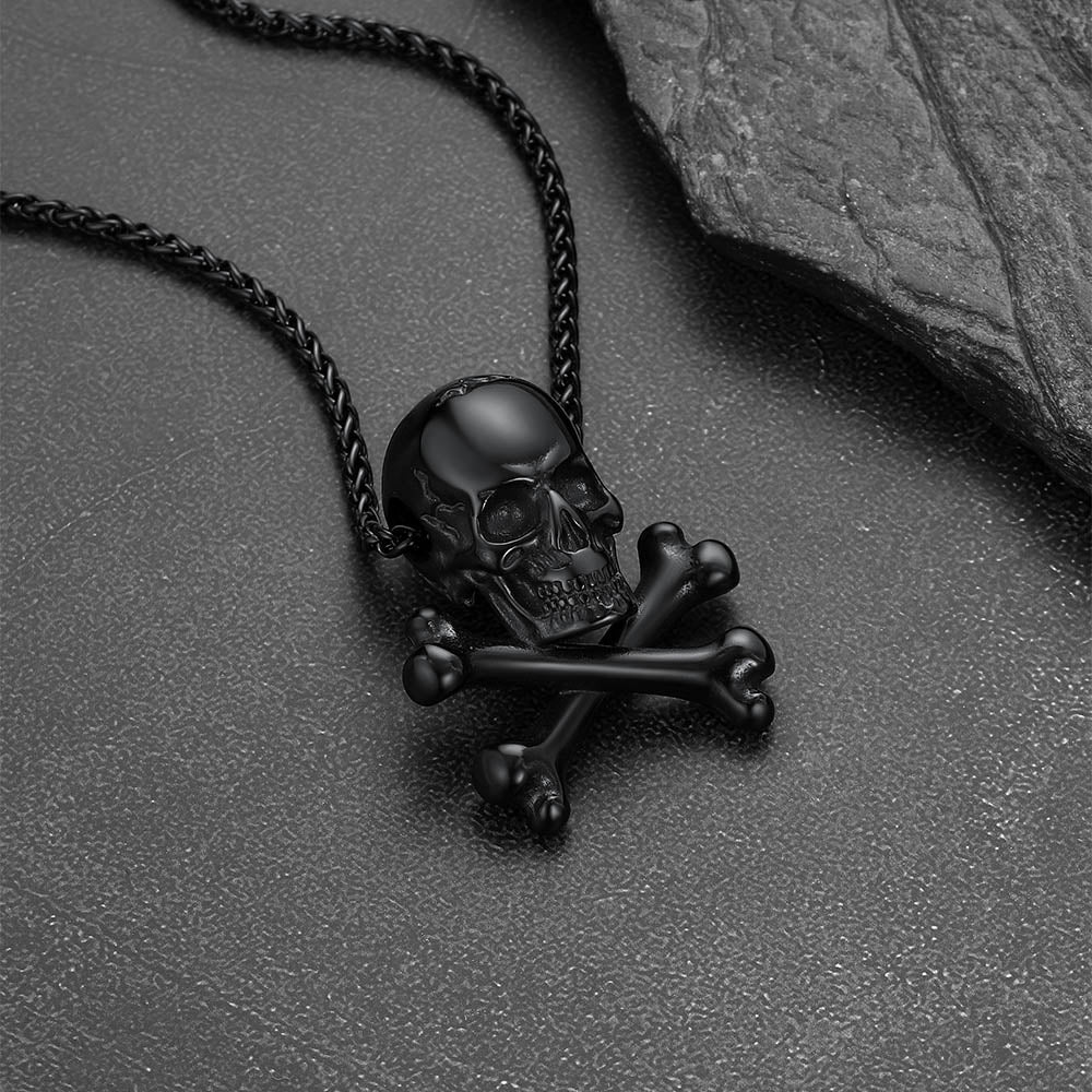 Gothic Pirate Skull Crossbones Necklace For Men