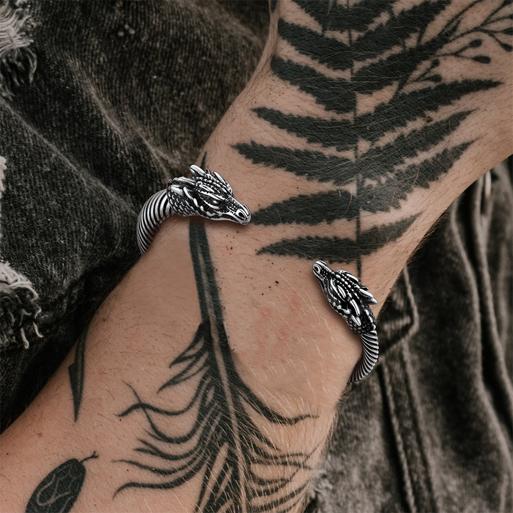Dragon Head Bracelet Arm Ring Cuff Bangle For Men