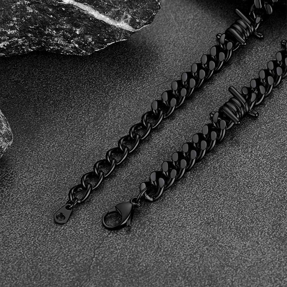 Barbed Wire Cuban Link Chain Choker Necklace for Men Women