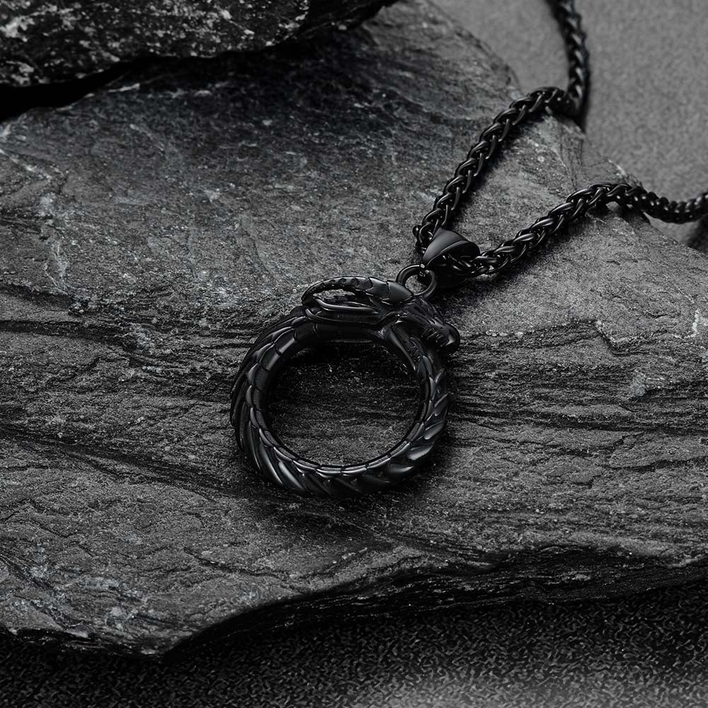 Dragon Circle Pendant Necklace for Men Women