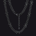 Barbed Wire Cuban Link Chain Choker Necklace for Men Women