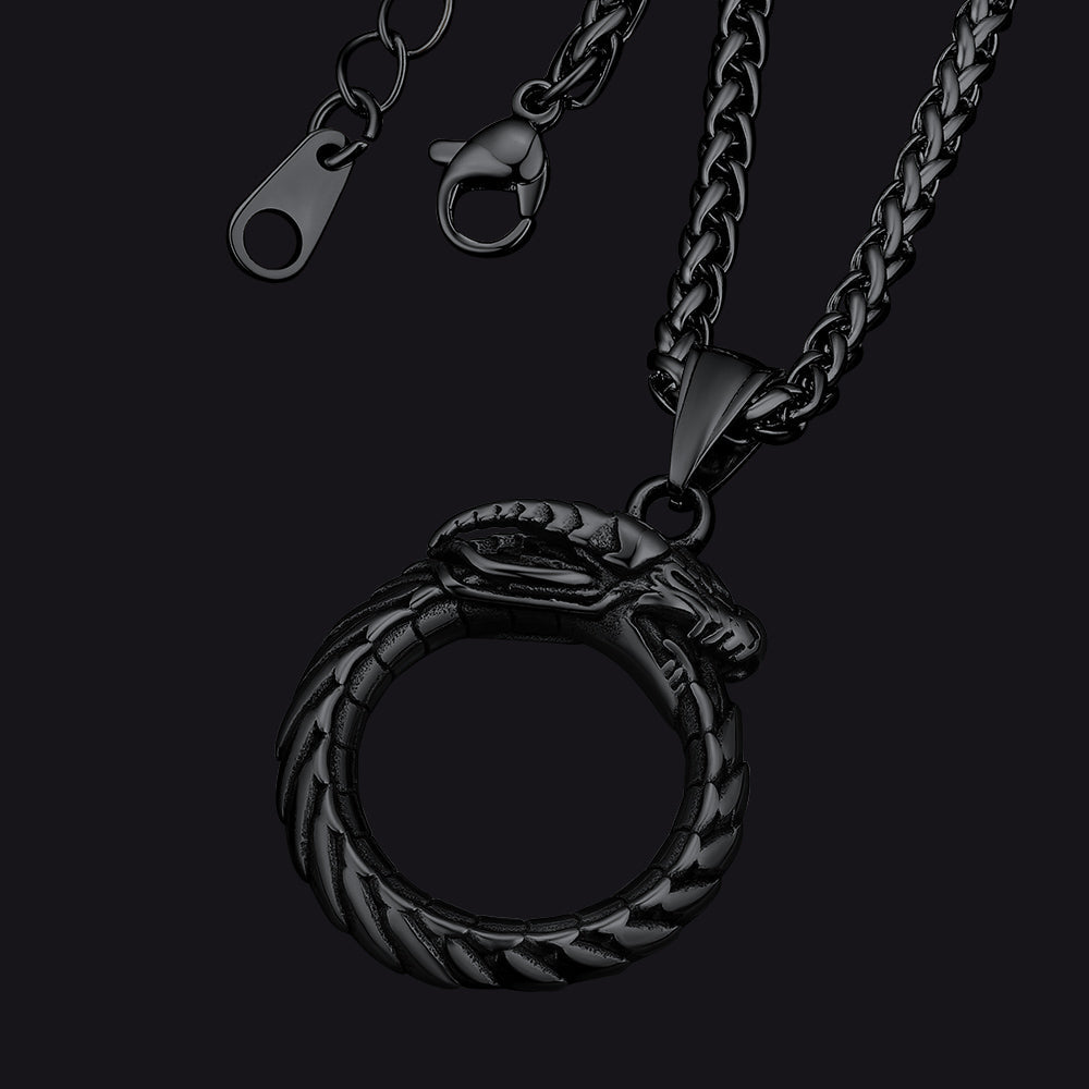 Dragon Circle Pendant Necklace for Men Women