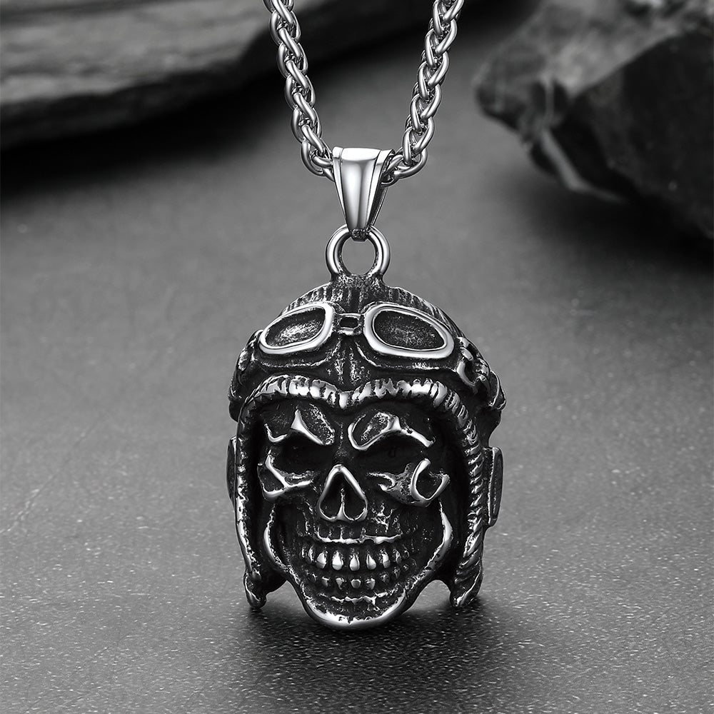Flying Helmet Skull Antique Necklace for Men
