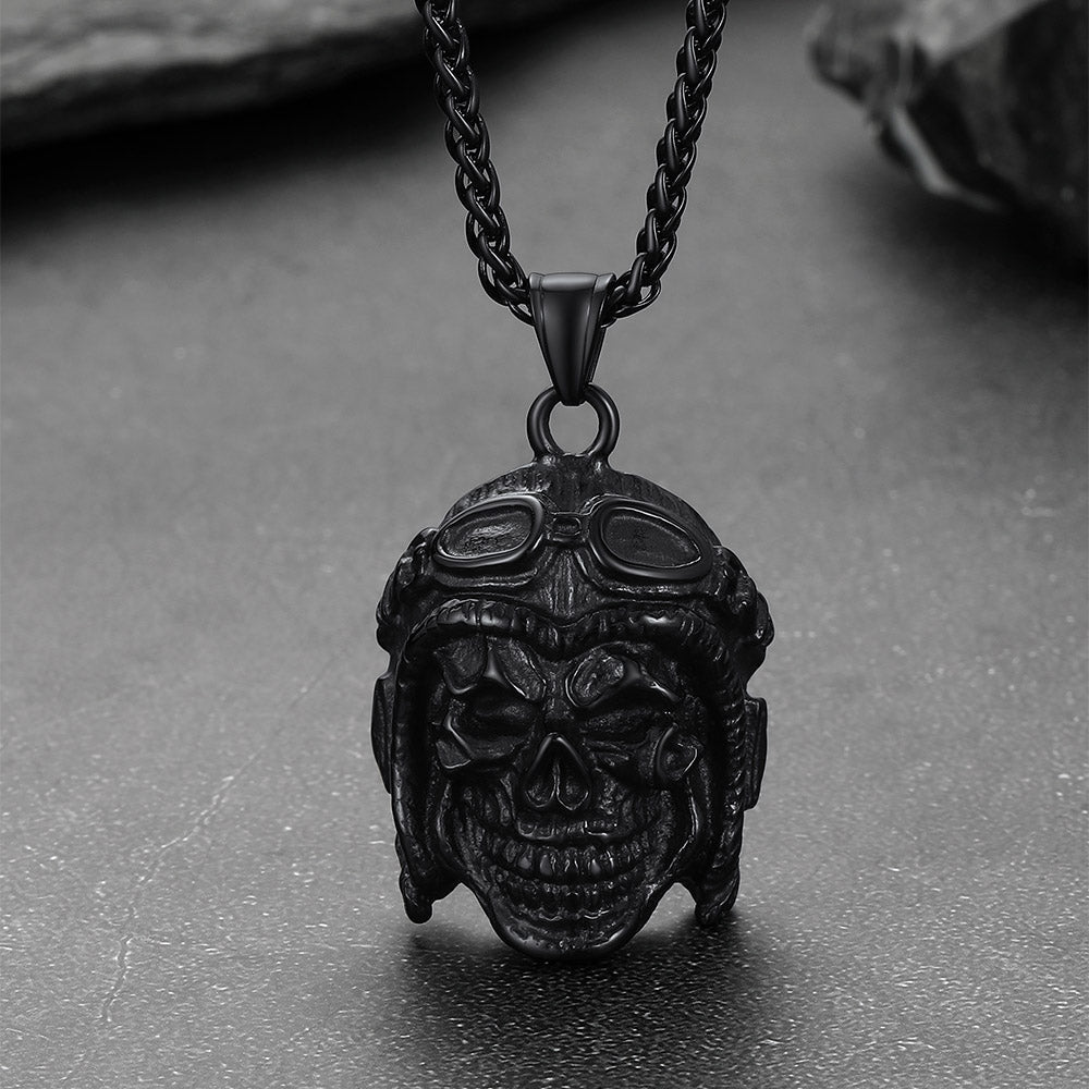 Flying Helmet Skull Antique Necklace for Men