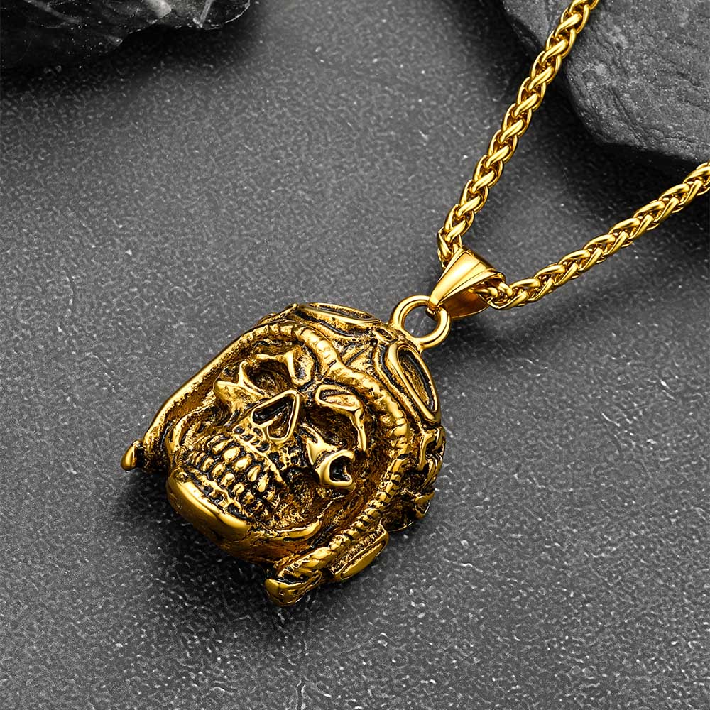 Flying Helmet Skull Antique Necklace for Men