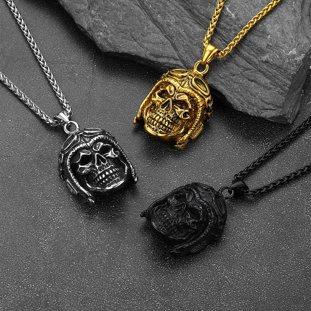 Flying Helmet Skull Antique Necklace for Men